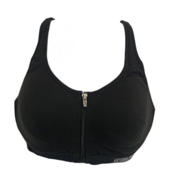VICTORIA'S SECRET Knockout Black White 2 In 1 Sports Bra Front Closure Size 36C - Picture 1 of 13